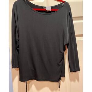 Rabbit Designs Black Top Slit Sleeves Drawstring Hem Made in USA, 16M